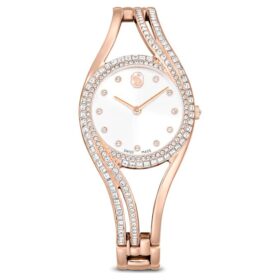 Hyperbola-Armbanduhr Swiss Made, Metallarmband, roségoldfarben, roségoldfarbene Oberfläche