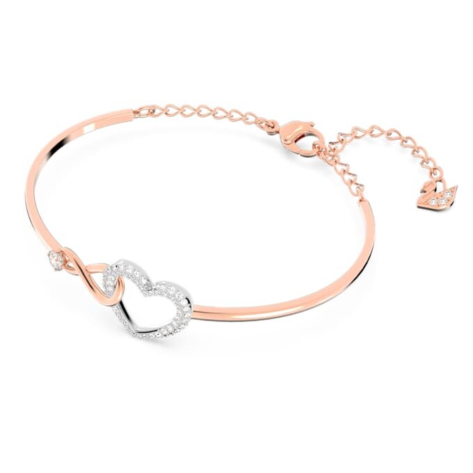Hyperbola-Armreif «Infinity and Heart», weiss, gemischte Metalloberfläche Hyperbola-Armreif «Infinity and Heart», weiss, gemischte Metalloberfläche