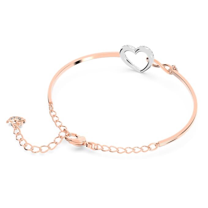 Hyperbola-Armreif «Infinity and Heart», weiss, gemischte Metalloberfläche Hyperbola-Armreif «Infinity and Heart», weiss, gemischte Metalloberfläche