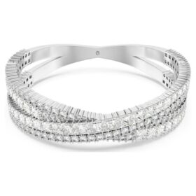 Hyperbola-Armreif mit gemischten Schliffen, Infinity-Symbol, weiss, rhodiniert
