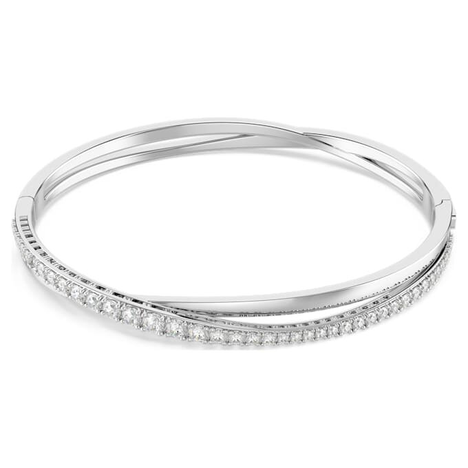 Hyperbola-Armreif mit rundem Schliff, weiss, rhodiniert Hyperbola-Armreif mit rundem Schliff, weiss, rhodiniert