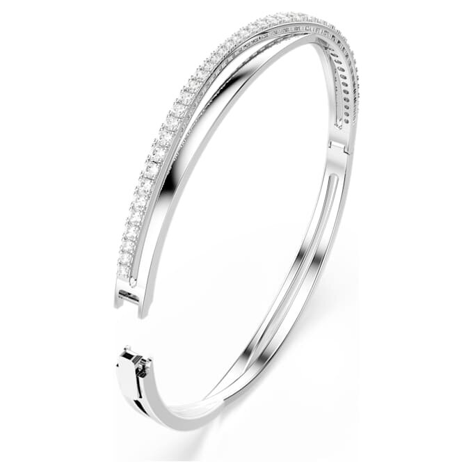 Hyperbola-Armreif mit rundem Schliff, weiss, rhodiniert Hyperbola-Armreif mit rundem Schliff, weiss, rhodiniert