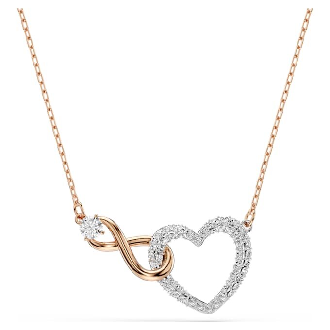 Hyperbola-Halskette «Infinity and Heart», weiss, gemischte Metalloberfläche Hyperbola-Halskette «Infinity and Heart», weiss, gemischte Metalloberfläche