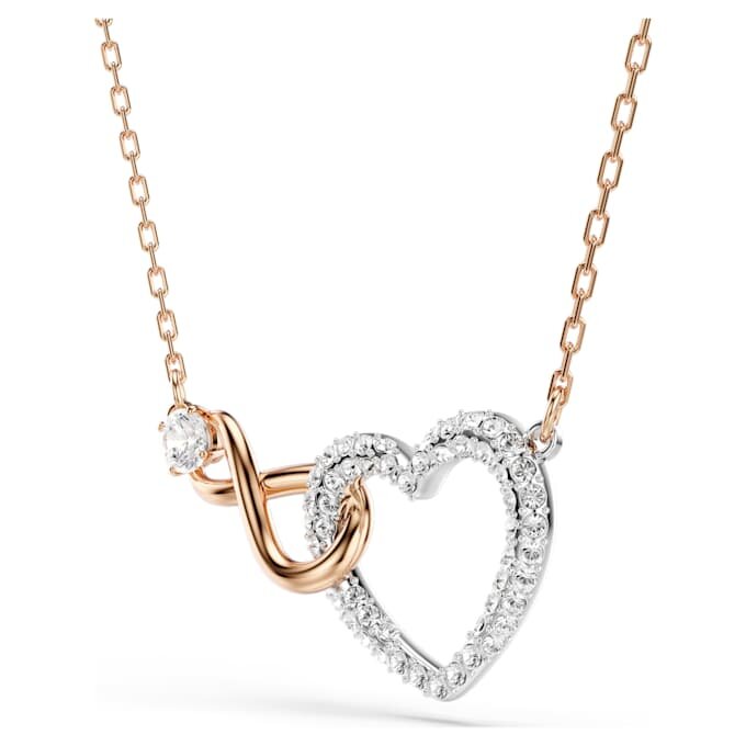 Hyperbola-Halskette «Infinity and Heart», weiss, gemischte Metalloberfläche Hyperbola-Halskette «Infinity and Heart», weiss, gemischte Metalloberfläche