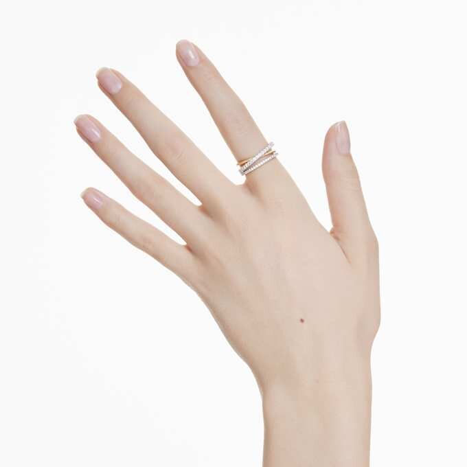 Hyperbola-Ring mit gemischten Schliffen, weiss, gemischte Metalloberfläche Hyperbola-Ring mit gemischten Schliffen, weiss, gemischte Metalloberfläche