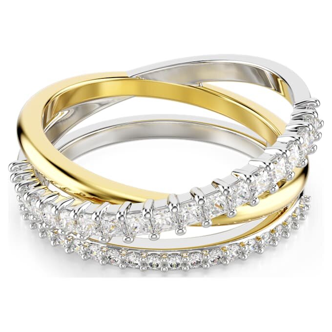 Hyperbola-Ring mit gemischten Schliffen, weiss, gemischte Metalloberfläche Hyperbola-Ring mit gemischten Schliffen, weiss, gemischte Metalloberfläche