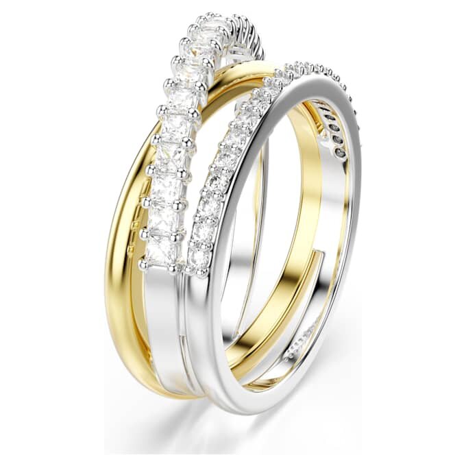 Hyperbola-Ring mit gemischten Schliffen, weiss, gemischte Metalloberfläche Hyperbola-Ring mit gemischten Schliffen, weiss, gemischte Metalloberfläche