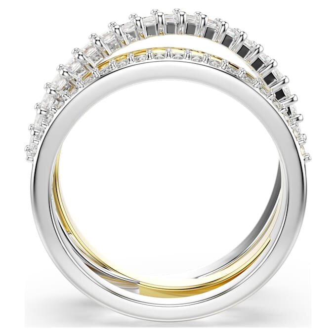 Hyperbola-Ring mit gemischten Schliffen, weiss, gemischte Metalloberfläche Hyperbola-Ring mit gemischten Schliffen, weiss, gemischte Metalloberfläche
