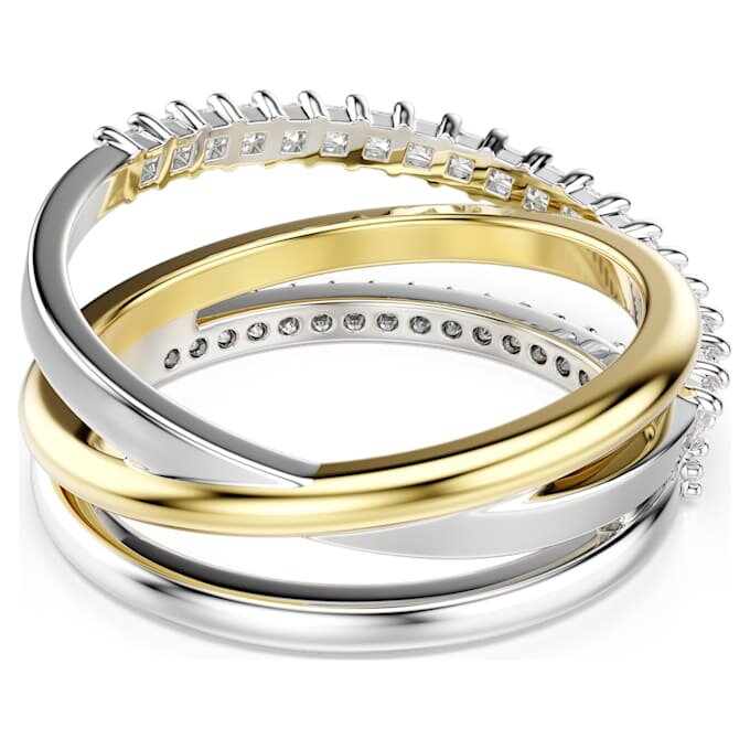 Hyperbola-Ring mit gemischten Schliffen, weiss, gemischte Metalloberfläche Hyperbola-Ring mit gemischten Schliffen, weiss, gemischte Metalloberfläche