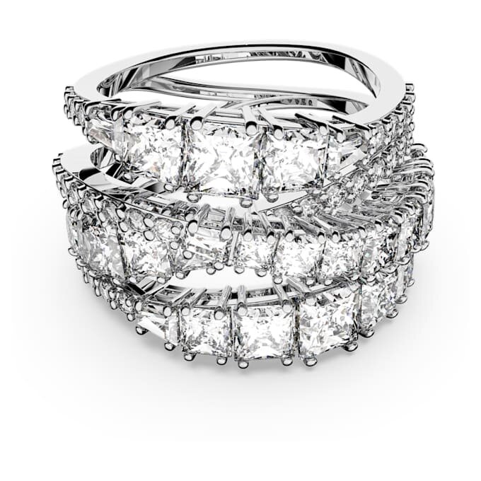 Hyperbola-Ring mit gemischten Schliffen, weiss, rhodiniert Hyperbola-Ring mit gemischten Schliffen, weiss, rhodiniert