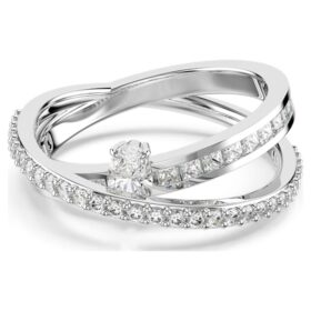 Hyperbola-Ring mit gemischten Schliffen, weiss, rhodiniert Hyperbola-Ring mit gemischten Schliffen, weiss, rhodiniert