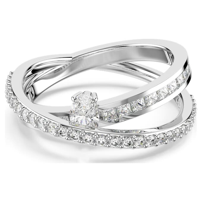 Hyperbola-Ring mit gemischten Schliffen, weiss, rhodiniert Hyperbola-Ring mit gemischten Schliffen, weiss, rhodiniert