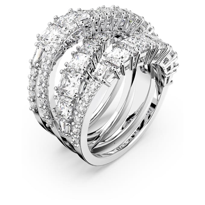 Hyperbola-Ring mit gemischten Schliffen, weiss, rhodiniert Hyperbola-Ring mit gemischten Schliffen, weiss, rhodiniert