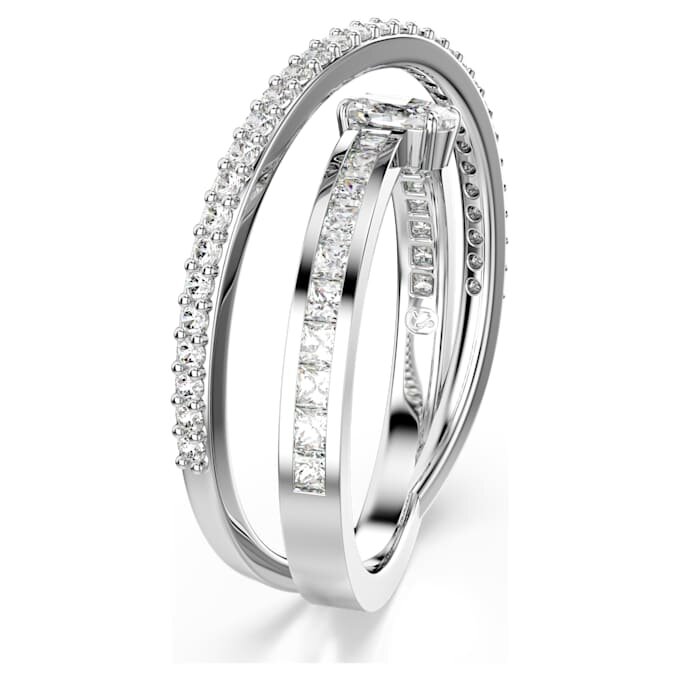 Hyperbola-Ring mit gemischten Schliffen, weiss, rhodiniert Hyperbola-Ring mit gemischten Schliffen, weiss, rhodiniert