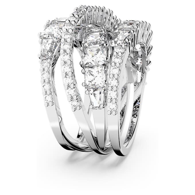 Hyperbola-Ring mit gemischten Schliffen, weiss, rhodiniert Hyperbola-Ring mit gemischten Schliffen, weiss, rhodiniert