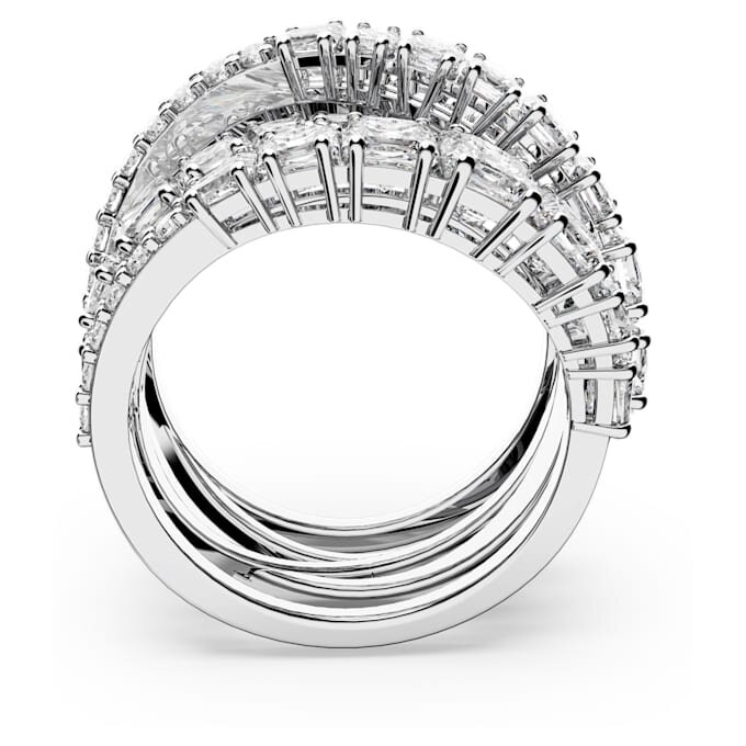 Hyperbola-Ring mit gemischten Schliffen, weiss, rhodiniert Hyperbola-Ring mit gemischten Schliffen, weiss, rhodiniert