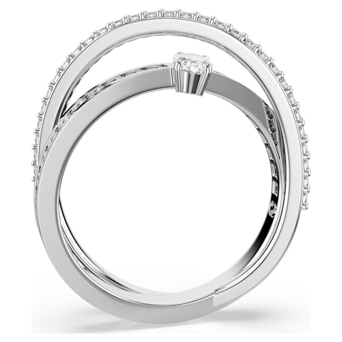 Hyperbola-Ring mit gemischten Schliffen, weiss, rhodiniert Hyperbola-Ring mit gemischten Schliffen, weiss, rhodiniert