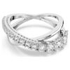 Hyperbola-Ring mit gemischten Schliffen, weiss, silberfarben