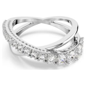 Hyperbola-Ring mit gemischten Schliffen, weiss, silberfarben