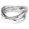 Hyperbola-Ring mit gemischten Schliffen, weiss, silberfarben