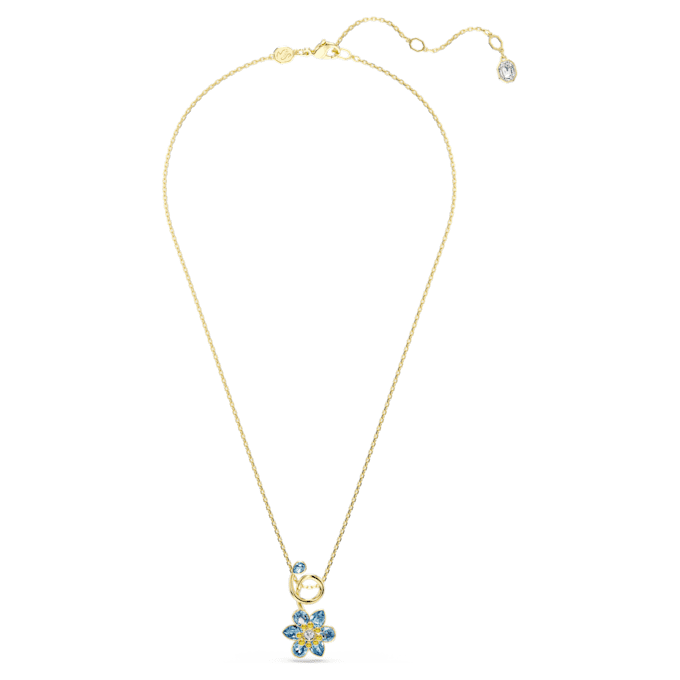 Idyllia-Anhänger mit gemischten Schliffen, Blume, blau, vergoldet Idyllia-Anhänger mit gemischten Schliffen, Blume, blau, vergoldet