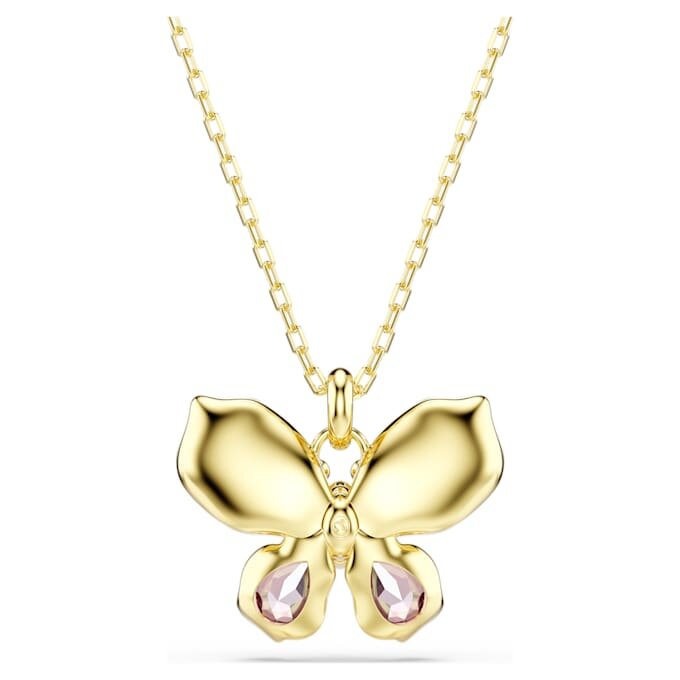 Idyllia-Anhänger mit gemischten Schliffen, Pavé, Schmetterling, mehrfarbig, goldfarben plattiert Idyllia-Anhänger mit gemischten Schliffen, Pavé, Schmetterling, mehrfarbig, goldfarben plattiert