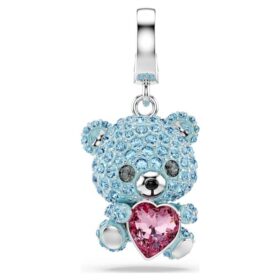 Idyllia-Anhänger mit gemischten Schliffen, Teddy, blau, rhodiniert