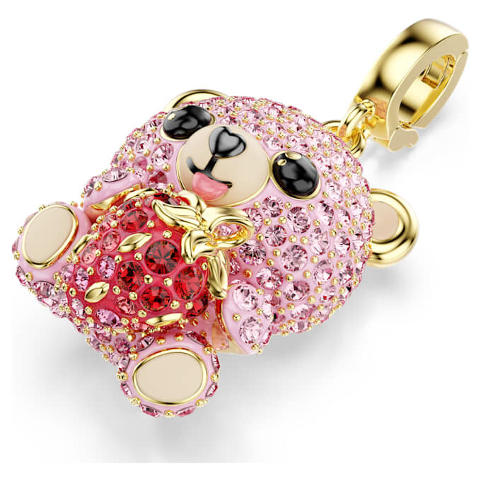 Idyllia-Anhänger mit gemischten Schliffen, Teddy, rosa, vergoldet Idyllia-Anhänger mit gemischten Schliffen, Teddy, rosa, vergoldet
