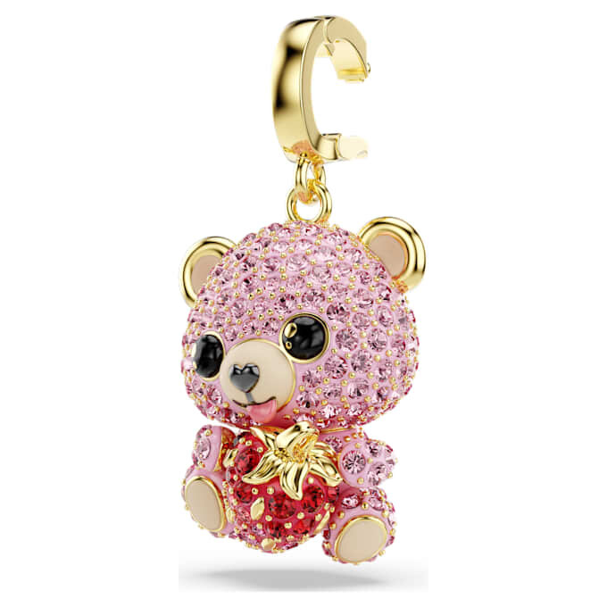 Idyllia-Anhänger mit gemischten Schliffen, Teddy, rosa, vergoldet Idyllia-Anhänger mit gemischten Schliffen, Teddy, rosa, vergoldet