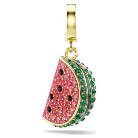 Idyllia-Anhänger mit gemischten Schliffen, Wassermelone, mehrfarbig, vergoldet