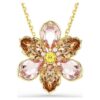 Idyllia-Anhänger und Brosche mit gemischten Schliffen, Blume, mehrfarbig, goldfarben plattiert Idyllia-Anhänger und Brosche mit gemischten Schliffen, Blume, mehrfarbig, goldfarben plattiert