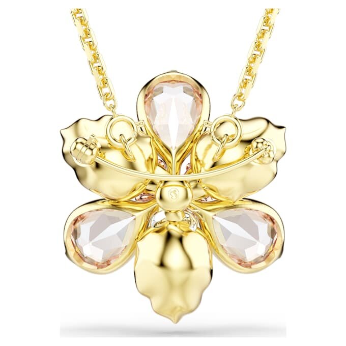 Idyllia-Anhänger und Brosche mit gemischten Schliffen, Blume, mehrfarbig, goldfarben plattiert Idyllia-Anhänger und Brosche mit gemischten Schliffen, Blume, mehrfarbig, goldfarben plattiert