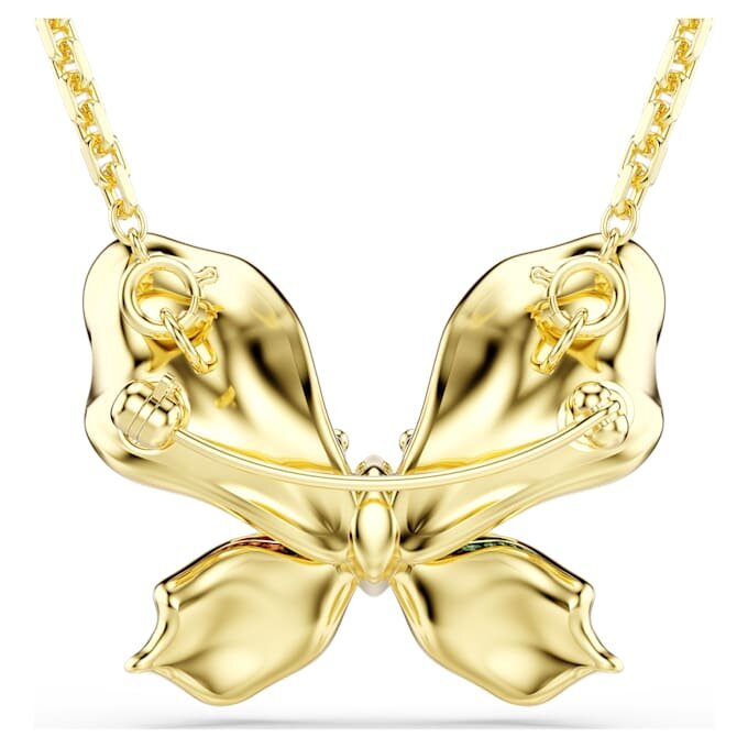 Idyllia-Anhänger und Brosche mit gemischten Schliffen, Pavé, Schmetterling, mehrfarbig, goldfarben plattiert Idyllia-Anhänger und Brosche mit gemischten Schliffen, Pavé, Schmetterling, mehrfarbig, goldfarben plattiert