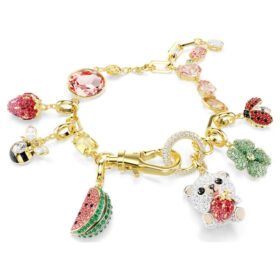 Idyllia-Armband, gemischte Schliffe, gemischte Motive, mehrfarbig, goldfarben plattiert