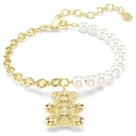 Idyllia-Armband Kristallperle, Rundschliff, Teddy, Goldton, vergoldet