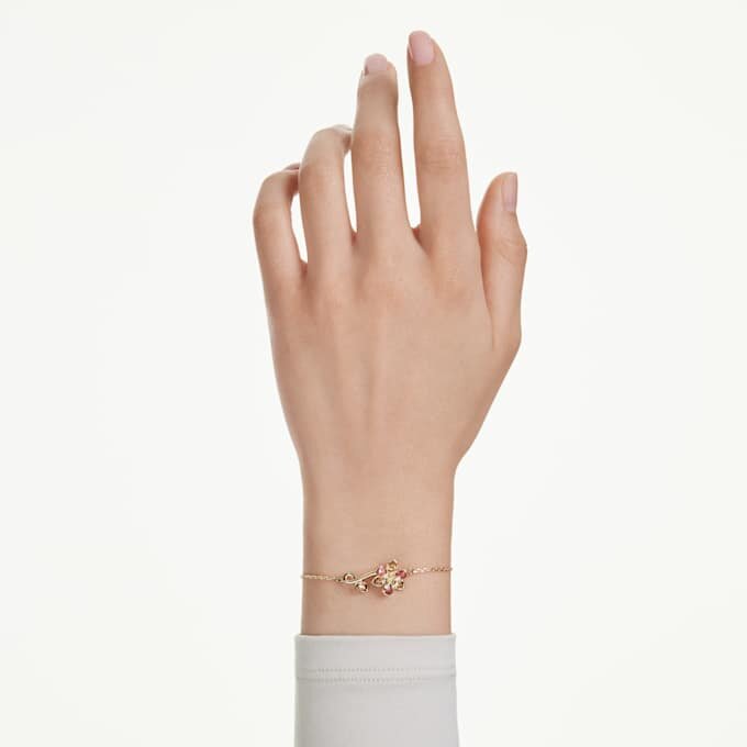 Idyllia-Armband mit gemischten Schliffen, Blume, mehrfarbig, goldfarben plattiert Idyllia-Armband mit gemischten Schliffen, Blume, mehrfarbig, goldfarben plattiert