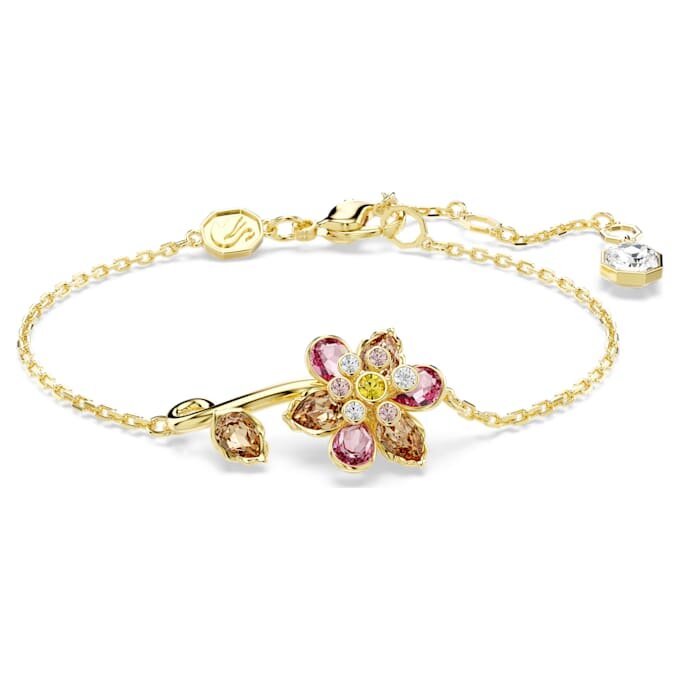 Idyllia-Armband mit gemischten Schliffen, Blume, mehrfarbig, goldfarben plattiert Idyllia-Armband mit gemischten Schliffen, Blume, mehrfarbig, goldfarben plattiert