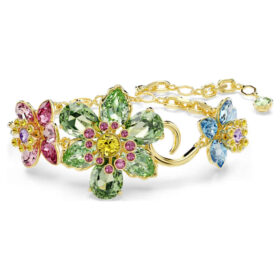 Idyllia-Armband mit gemischten Schliffen, Blume, mehrfarbig, goldfarben plattiert