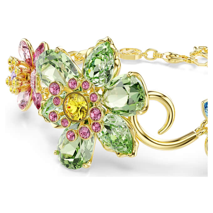 Idyllia-Armband mit gemischten Schliffen, Blume, mehrfarbig, goldfarben plattiert Idyllia-Armband mit gemischten Schliffen, Blume, mehrfarbig, goldfarben plattiert