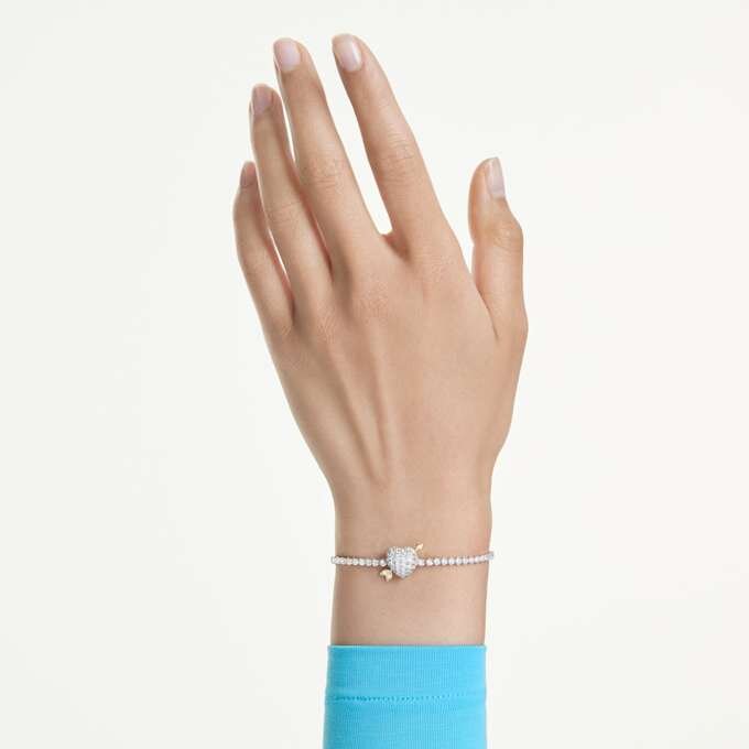 Idyllia-Armband mit gemischten Schliffen, Herz mit Pfeil, weiss, rhodiniert Idyllia-Armband mit gemischten Schliffen, Herz mit Pfeil, weiss, rhodiniert