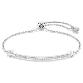 Idyllia-Armband mit gemischten Schliffen, Pfeil, weiss, rhodiniert