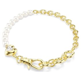 Idyllia-Armband mit Kristallperlen, weiss, vergoldet