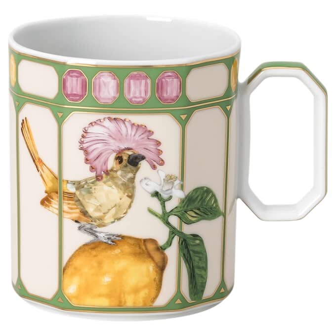 Idyllia-Becher aus Porzellan, Kristall-Print-Motiv, Fliegenschnäpper, grün Idyllia-Becher aus Porzellan, Kristall-Print-Motiv, Fliegenschnäpper, grün