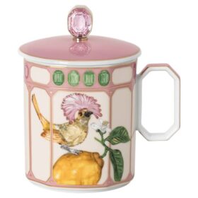 Idyllia-Becher aus Porzellan, Kristall-Print-Motiv, Fliegenschnäpper, rosa Idyllia-Becher aus Porzellan, Kristall-Print-Motiv, Fliegenschnäpper, rosa