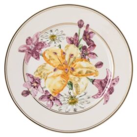 Idyllia Brotteller aus Porzellan, Kristalldruck-Motiv, Blumenstrauss, mehrfarbig
