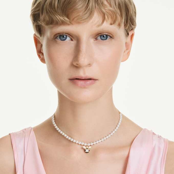 Idyllia Choker Kristallperle, gemischte Schliffe, Biene, weiss, vergoldet Idyllia Choker Kristallperle, gemischte Schliffe, Biene, weiss, vergoldet