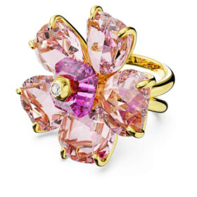 Idyllia Cocktailring «Flower», rosa, goldfarben plattiert Idyllia Cocktailring «Flower», rosa, goldfarben plattiert