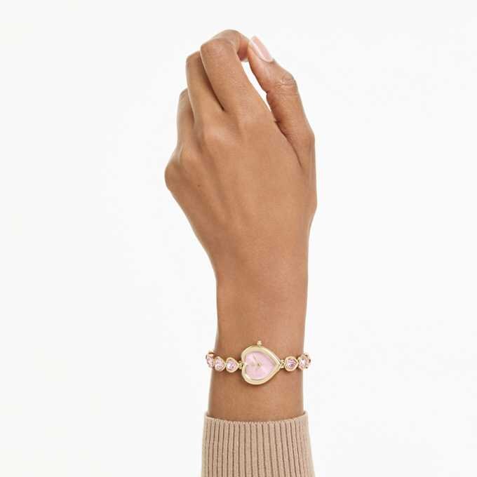 Idyllia Heart Uhr mit Kristallarmband, rosa, goldfarben Idyllia Heart Uhr mit Kristallarmband, rosa, goldfarben