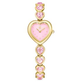 Idyllia Heart Uhr mit Kristallarmband, rosa, goldfarben
