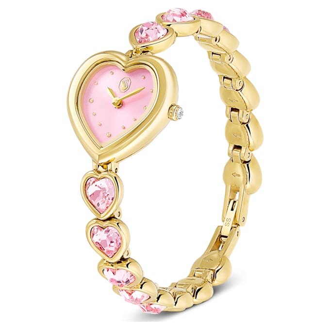 Idyllia Heart Uhr mit Kristallarmband, rosa, goldfarben Idyllia Heart Uhr mit Kristallarmband, rosa, goldfarben